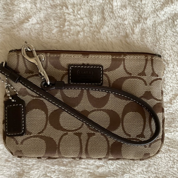 Coach Signature C Jacquard Wristlet with Leather Strap - Picture 3 of 5